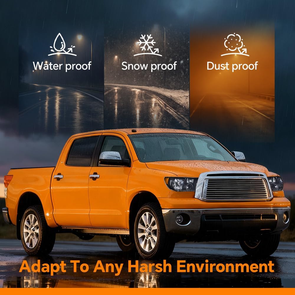 G-PLUS Headlights Assembly, Compatible with Toyota Tundra 2007-2013/2008-2017 Sequoia Bumper Headlamps, Smoky Lens Black Housing Amber Reflector,faros delanteros