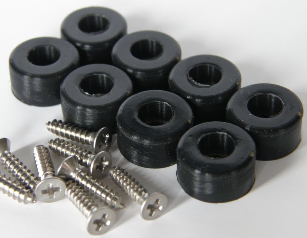 Small 1/2" Dia and Extra Small 3/8" Dia Silicone Rubber Bumpers with Stainless Steel Screws (Small 1/2", Black, 72)