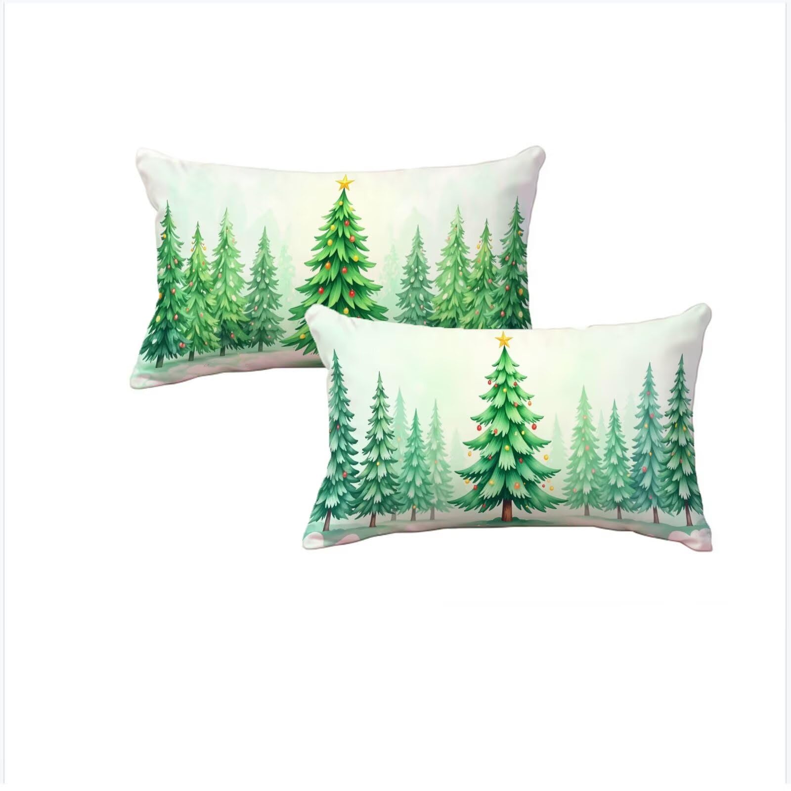 Housse de coussin Noël 40x70 imperméable en lin vert double face