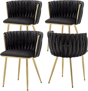 Velvet Dining Chairs Set of 4 with Gold Legs for Comfortable Meals