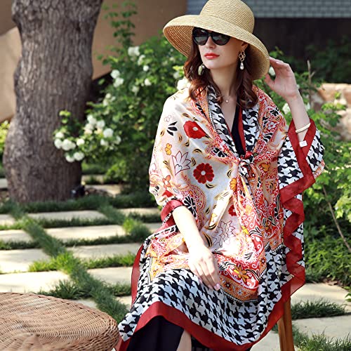 Yxrhrong 100% Mulberry Silk Scarf Large Pashmina Floral Shawls And Wraps For Evening Dresses Satin Long Scarfs Dupatta Women #TOP3