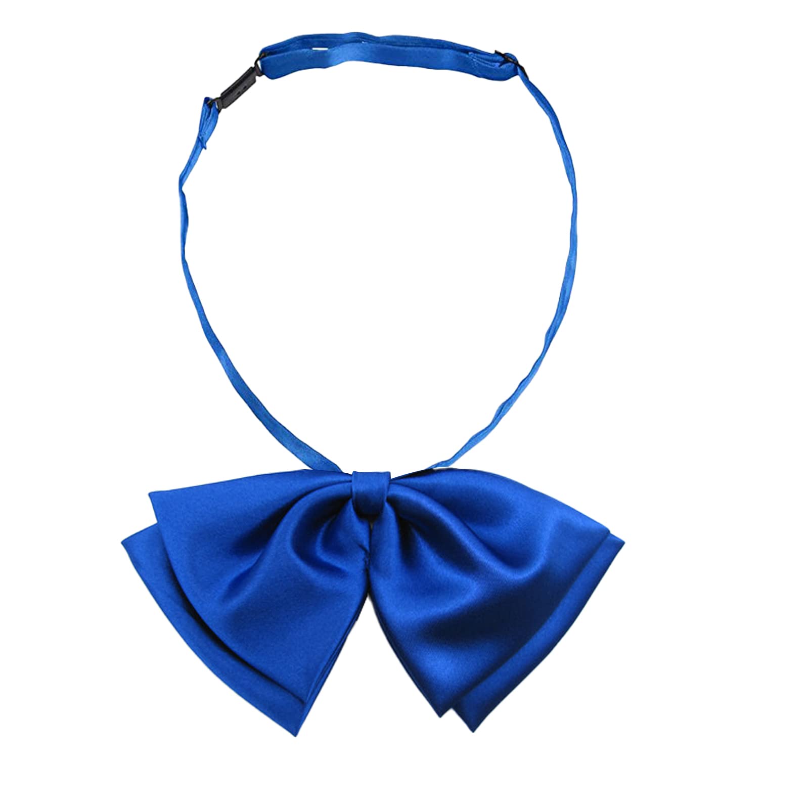 aoozleny Women Girl Pre-Tied Striped Adjustable Uniform Bowknot Bow Tie for Cosplay Costume (Pure Royal Blue)
