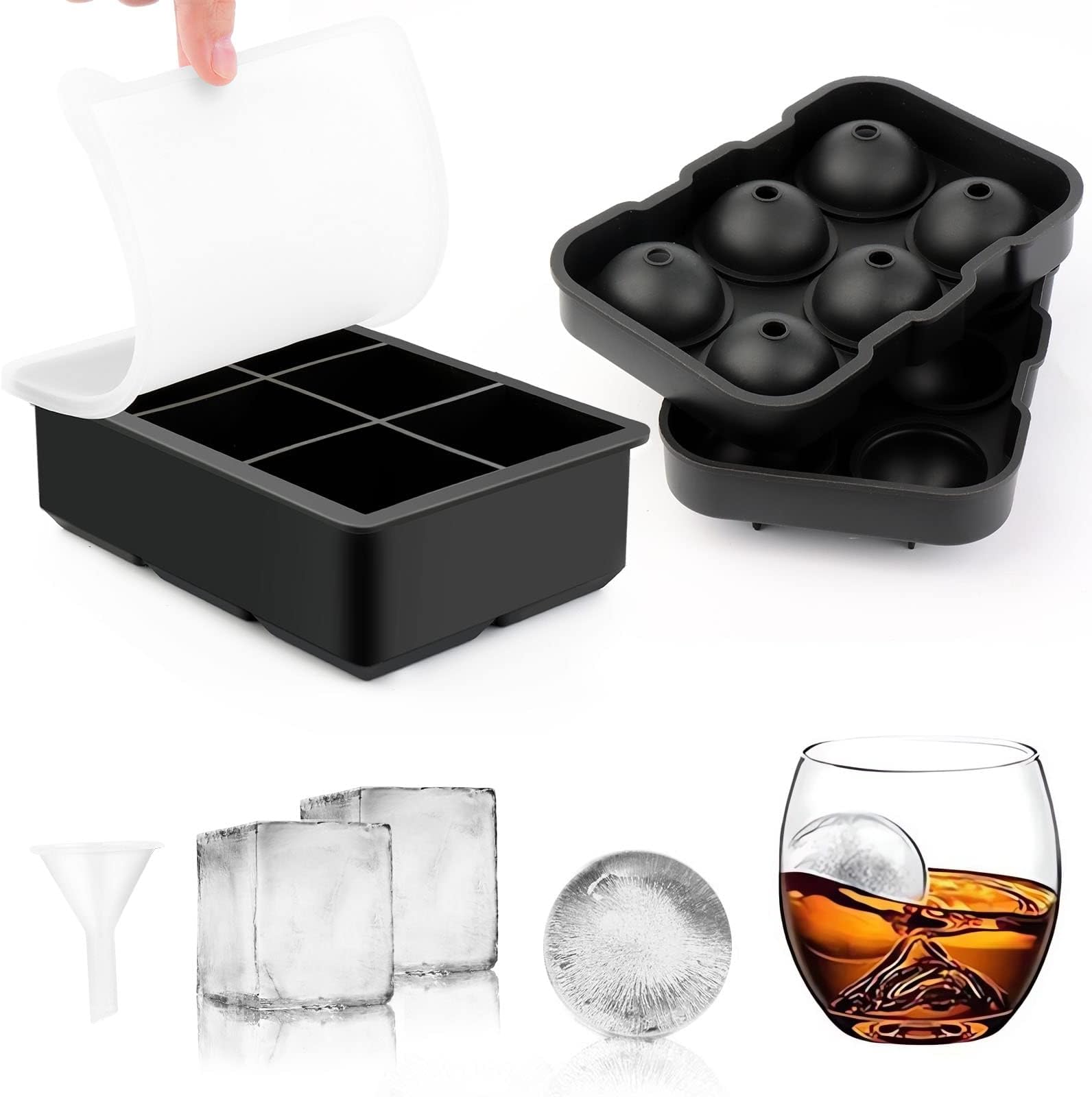 Produktbild von Edelstahl Eiswürfelbehälter 2,0 Liter Mit Deckel – Doppelwandig, 48 H Kälteisolierung, Inkl. Eiswürfelform, Zange, Sieb & Silikondeckel, Für Bier, Wein & Party