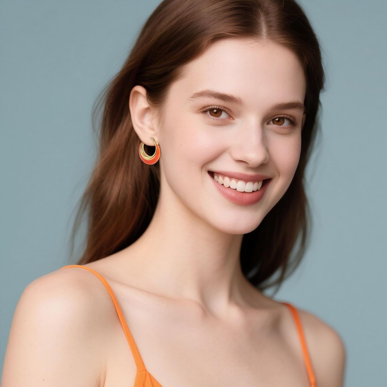 Chunky Enamel Hoop Earrings for Women 18K Gold Plated Colorful Huggie Earrings Enamel Jewelry Valentine's Day Gift for Girlfriend Wife - Image 5