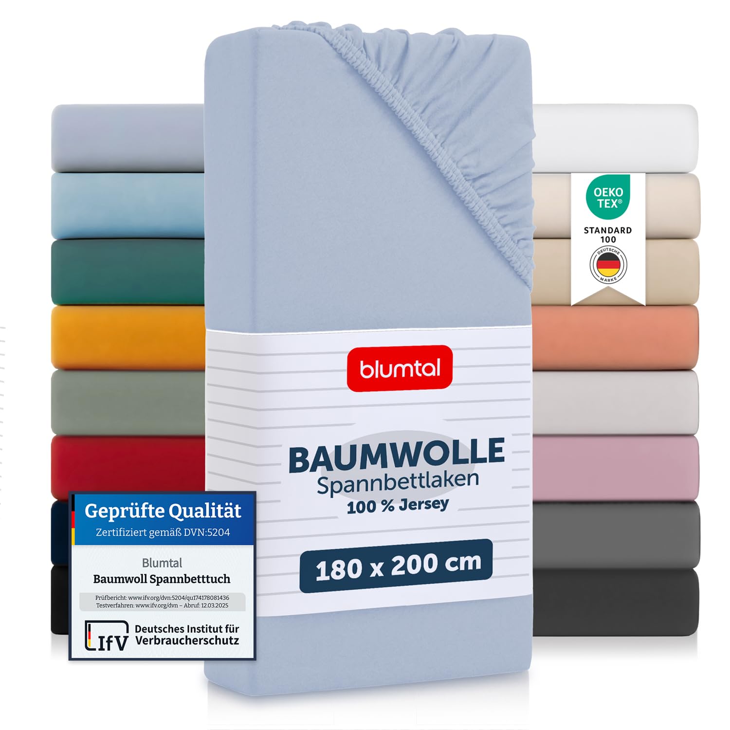 Blumtal® Basics Spannbettlaken Jersey - Bettlaken aus 100% Baumwolle - Oeko-TEX zertifiziertes Spannbettlaken