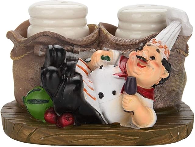 Nikou Chef Ornaments Resin Chef Statue Salt Pepper Bottle Holder Crafts Decorative Ornaments Kitchen Home Decor (Size : C)