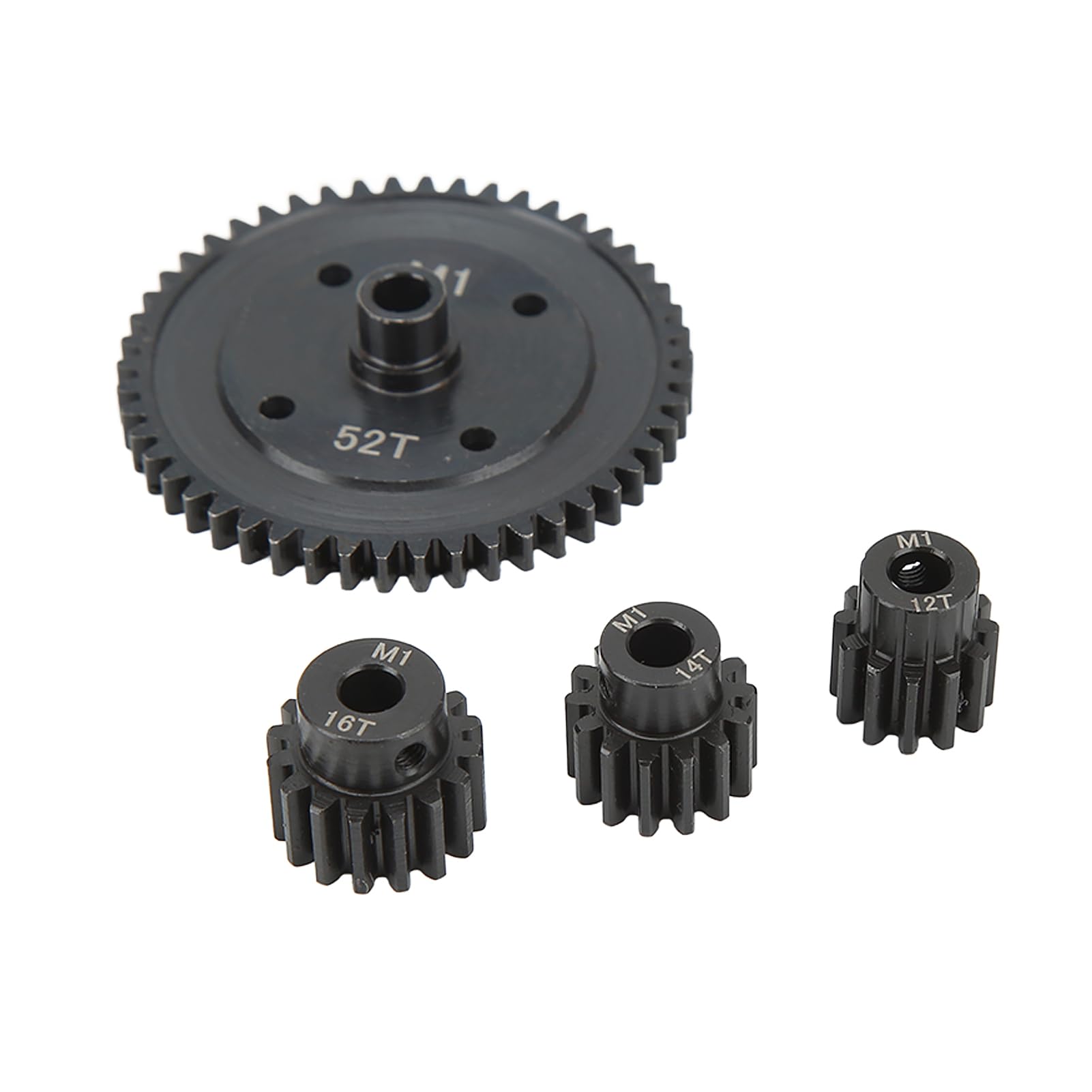Engranaje principal de dientes rectos de 52T con engranaje de piñón de 12T, 14T, 16T, juego de engranajes de acero M1 de 5 mm y módulo 1 para coche RC 1/8, 1/7, compatible con
