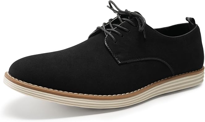 Allthemen Men's Lace-Up Suede Casual Trainers Suit Shoes Modern flat sole business comfortable lightweight low shoes elegant plain rubber sole
