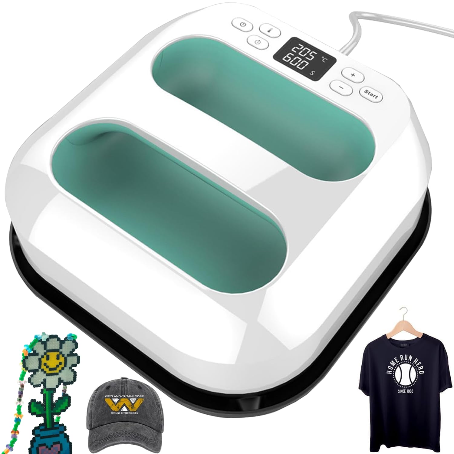 Heißpressmaschine, Transfermaschine, T-Shirt-Druckmaschine mit Timer und Schnellheizung, Plotter-Pressmaschine für Hosen, Mützen, Taschen, DIY Perler Bead