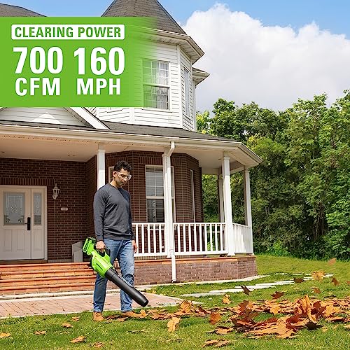 Greenworks 40V (160 MPH / 700 CFM) Cordless Brushless Axial Leaf Blower, 8.0Ah Battery and Charger Included thumbnail 2