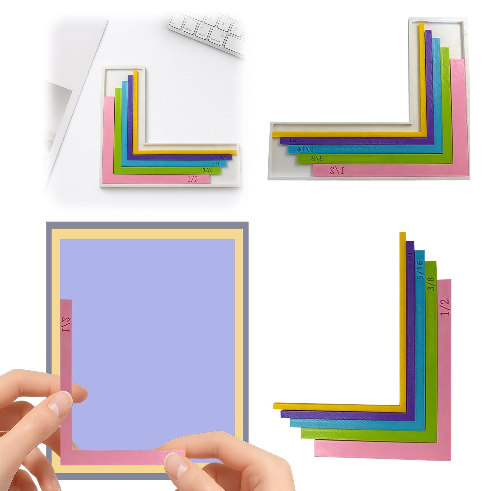 C Paper Rafting Alignment Guides With Storage Ase And Size Tabs Precision Layering & Matting Spacers For Ard Making And Scrapbooking L-Shaped Ruler Tools For Papers Rafts Ards Making