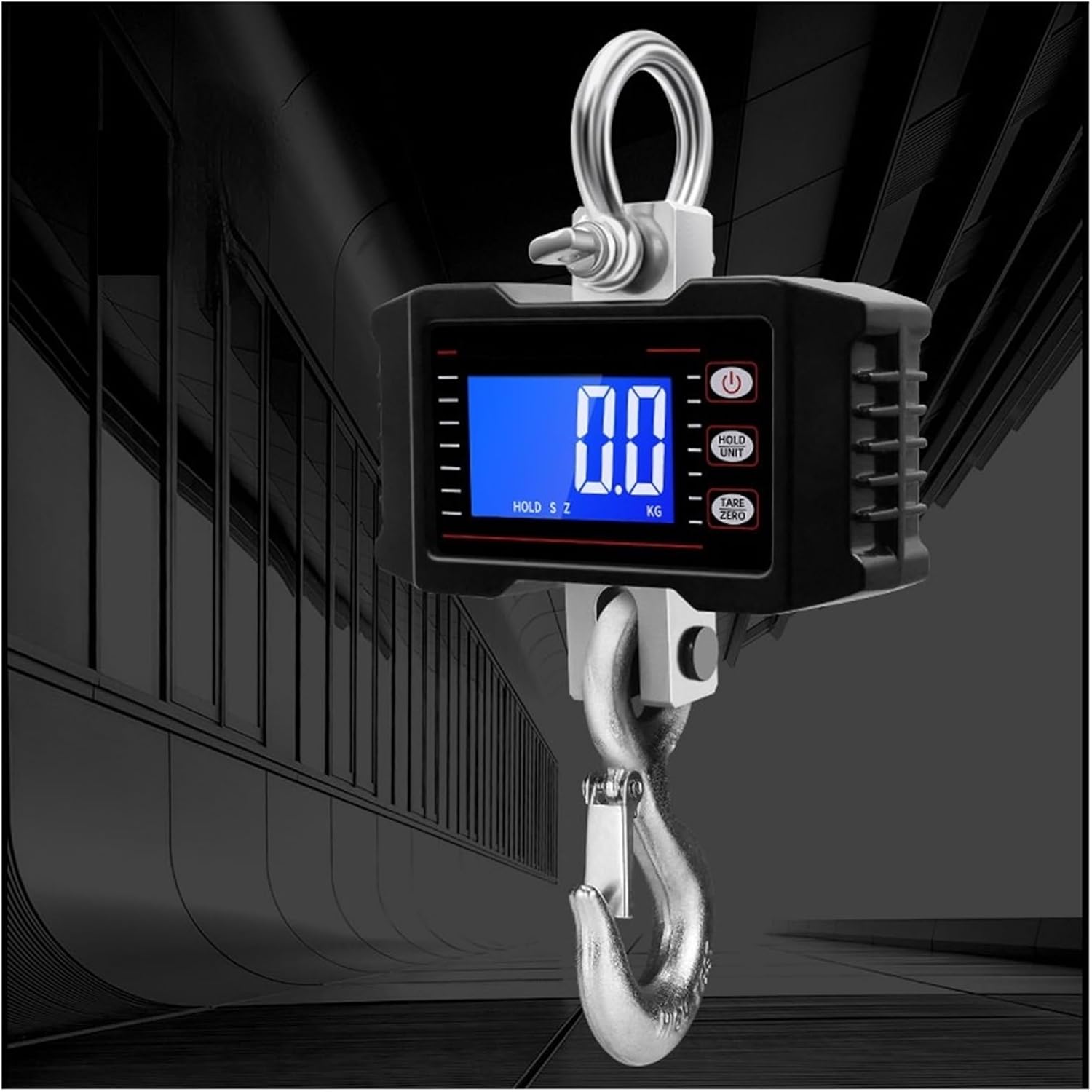 Portable Digital Crane Scale 500/1000KG Aluminum Digital Crane Scale Heavy Duty Hanging Scale with LED Screen Reinforced Ring and Hook for Industry (1000kgC 1)