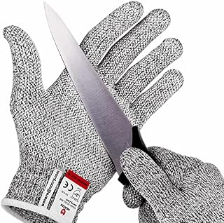 NoCry Cut Resistant Gloves with Grip Dots - High Performance Level 5 Protection, Food Grade. Size Medium, Free Ebook Included!