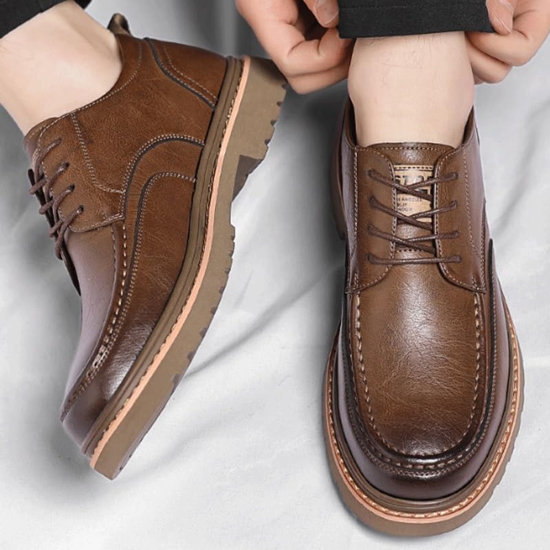 Men's Dress Shoes Casual Oxford Shoes Business Formal Shoes Casual Lace Up Round Toe Lug Sole Dress Derby Shoes3