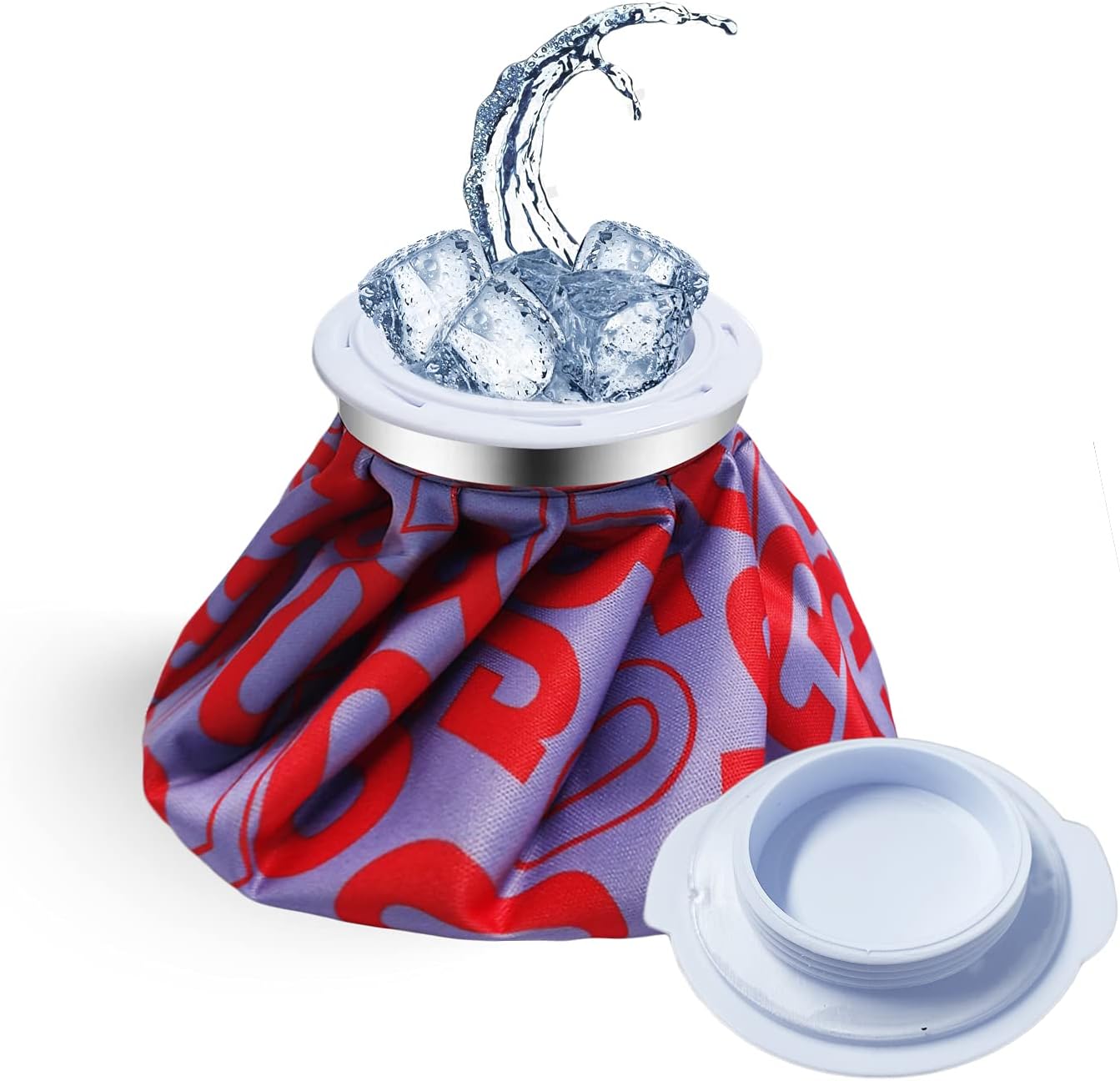 Ice Bag for Injuries, 6 Inch Small Ice Bag, Purple with Cute Design, Hot & Cold Therapy and Pain Relief, for Knee Leg Injury, Headaches, Toothache(for Hot Therapy is 50-60℃/122℉-140℉)