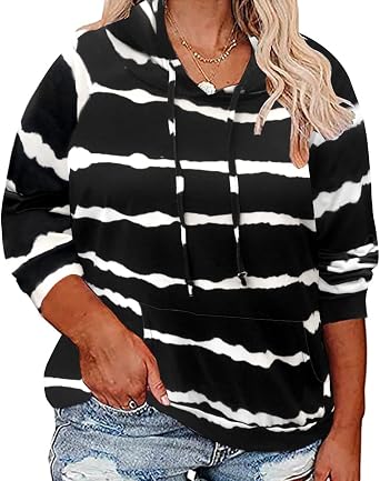 Amazon.com: CARCOS Sudaderas con capucha de talla grande para mujer,  sudadera de manga larga con cordón, talla XL-5XL : Ropa, Zapatos y Joyería