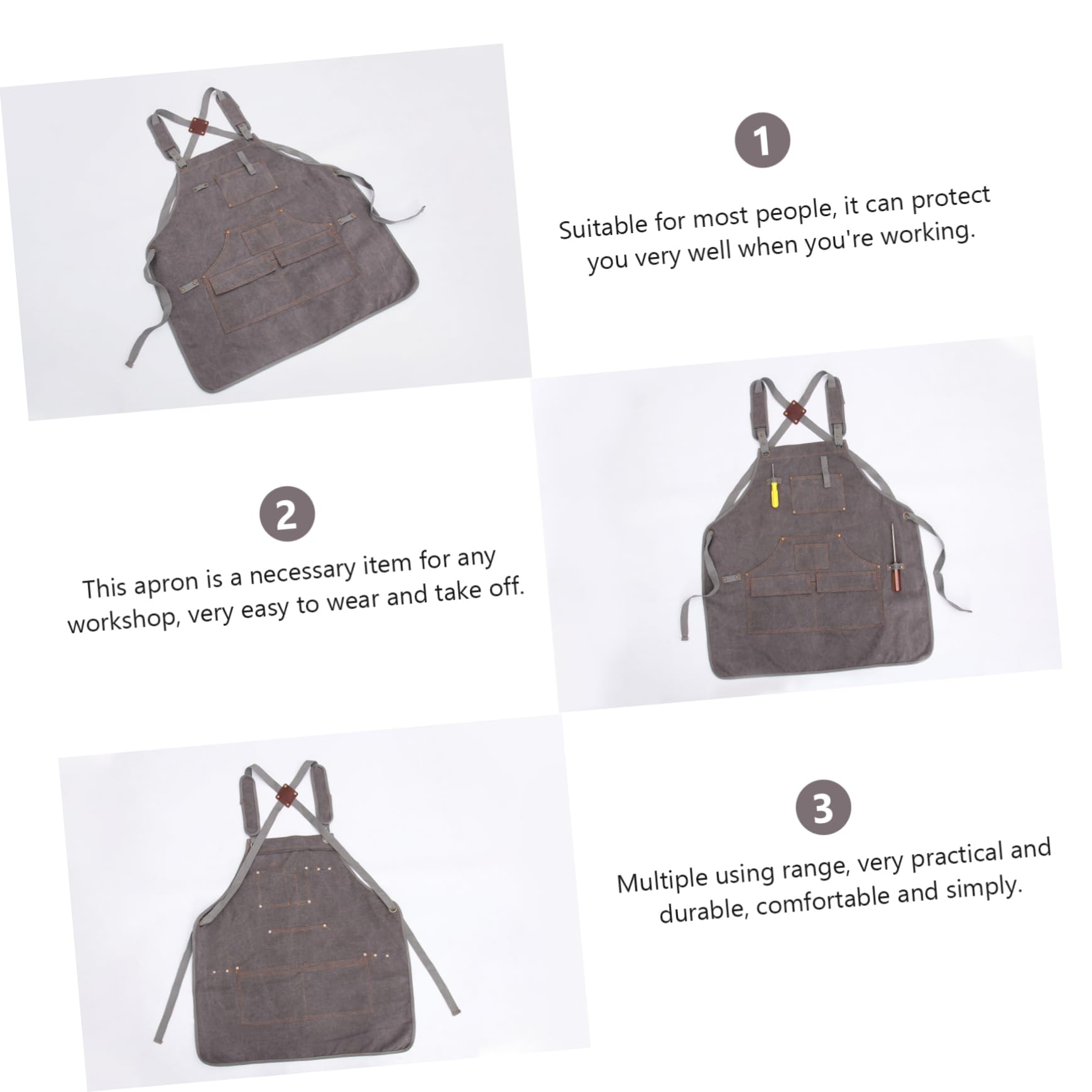 VANZACK Dicke Canvas Schürze Mit Multifachtaschen Robustes Material Arbeitsschutz Für Schweißer Handwerker Dunkelgrau Universell Für Werkstatt Haushalt
