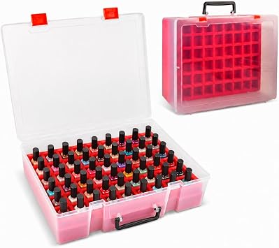 FULLCASE Nail Polish Organizer for 54 Bottles, Clear Storage Case with Foam