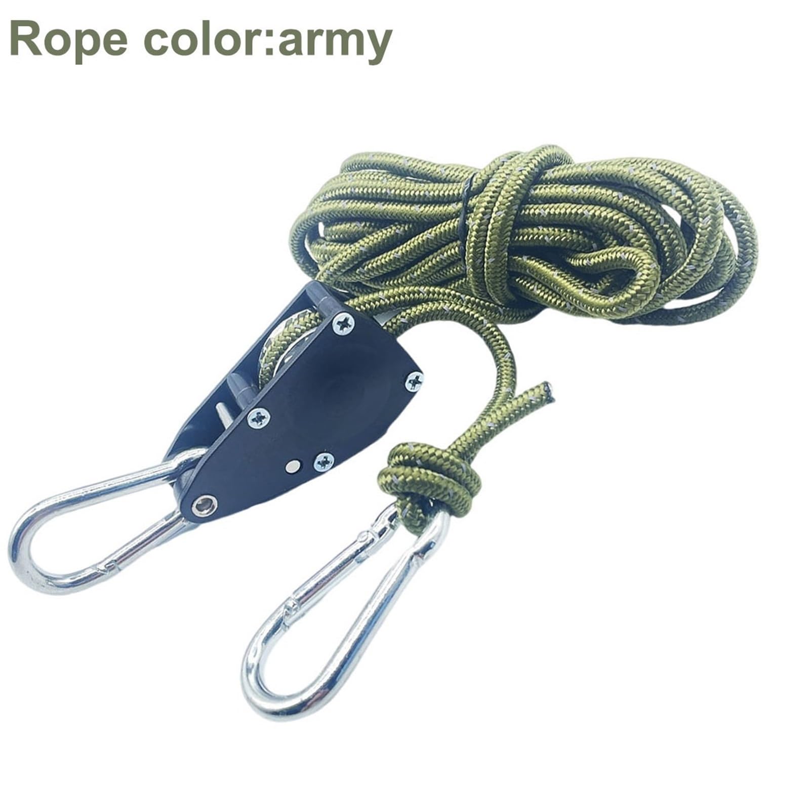 6mm Camping Reflectante tienda tensor cuerda tensor fijación viento cuerda hebilla polea trinquete toldo cuerda gancho (1pc verde militar)