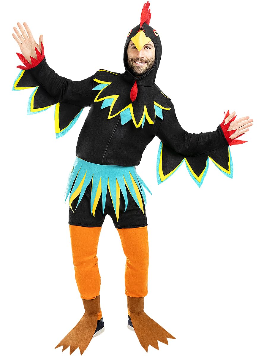Funidelia | Disfraz de Gallo para hombre y mujer Animales, Gallina, Pollo, Gallo - Disfraz para adultos y divertidos accesorios para Fiestas, Carnaval y Halloween - Talla S - M - Negro