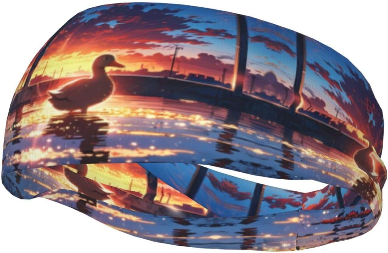 Unisex Sports Headband, Lucky Duck Basketball Elastic Headband, Exercise Running Cycling Yoga Fitness Sweat Band,