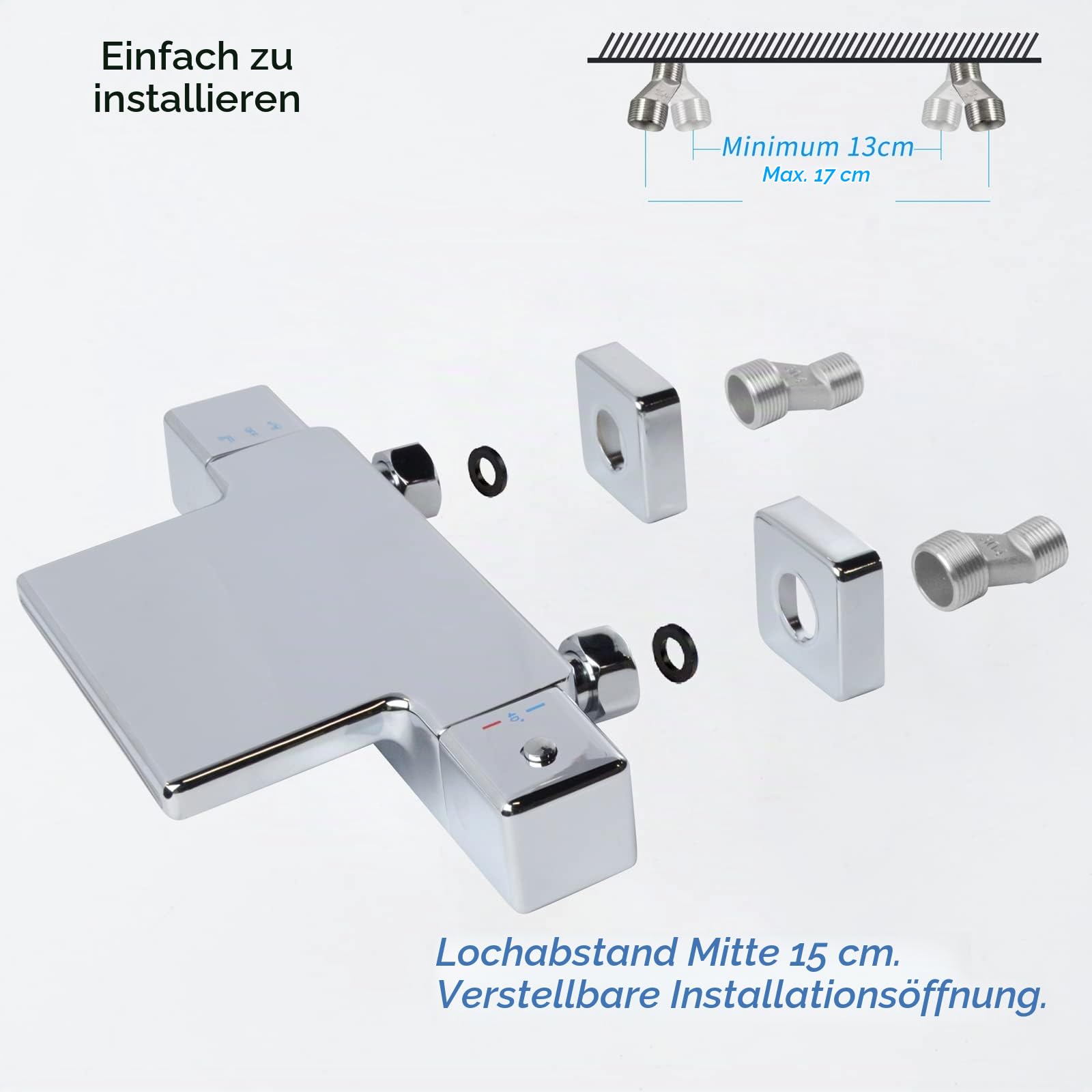SHANFO Thermostat Wasserfall Badewannenarmatur Chrom Wandmontage Wannenarmatur Mit Handbrause Wannenbatterie,Armatur für Badezimmer Bad,Messing 4Y1OK