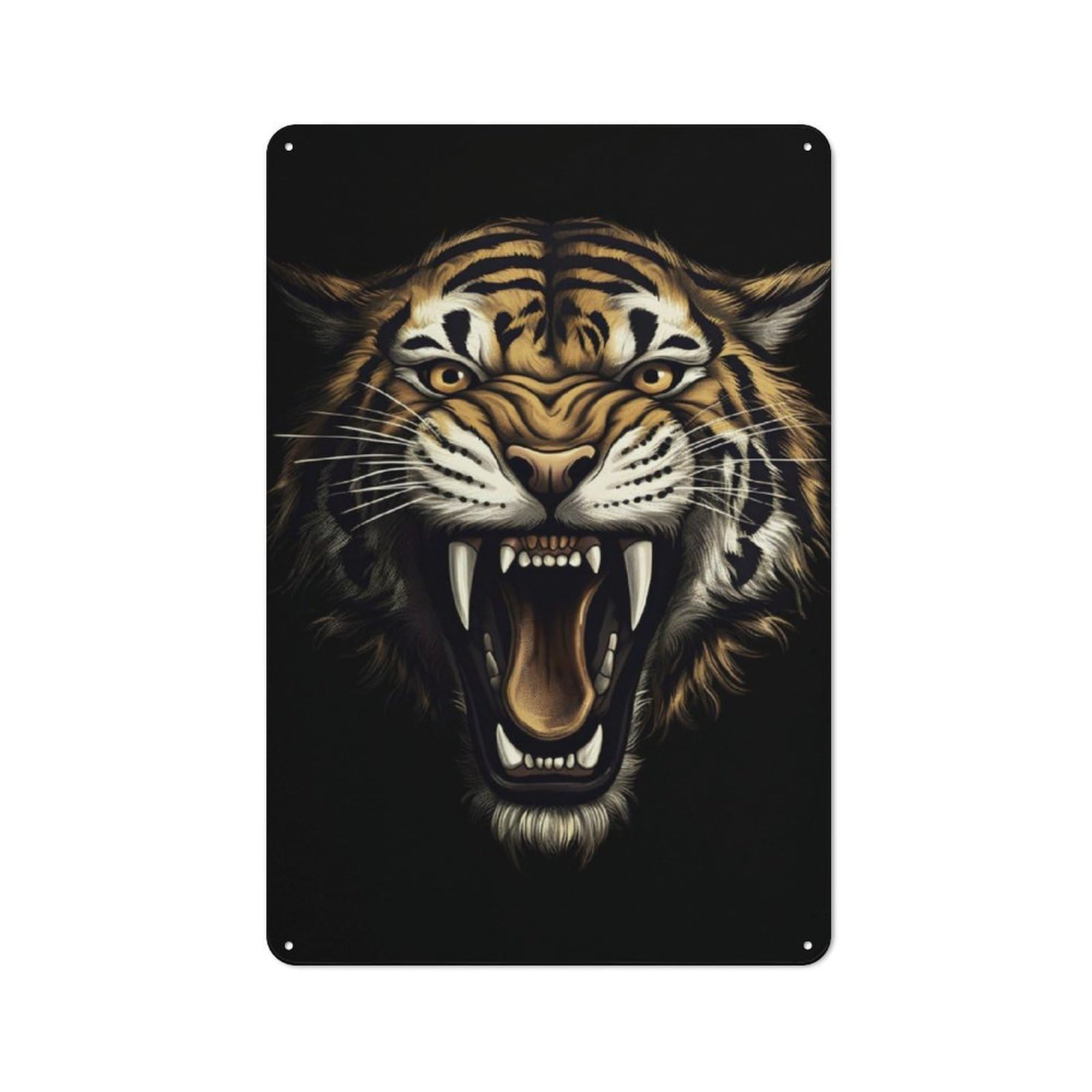 Distressed Look The Roared Tiger Decorative Tin Sign 30x20cm, Retro Room Decor for Lounge, Study, Pub Or Wall Gallery