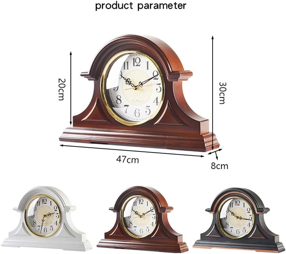 Mantel Clock Large Living Room Silent seat Clock European Style Retro Desk Living Room Office Decoration (Color : Brown)