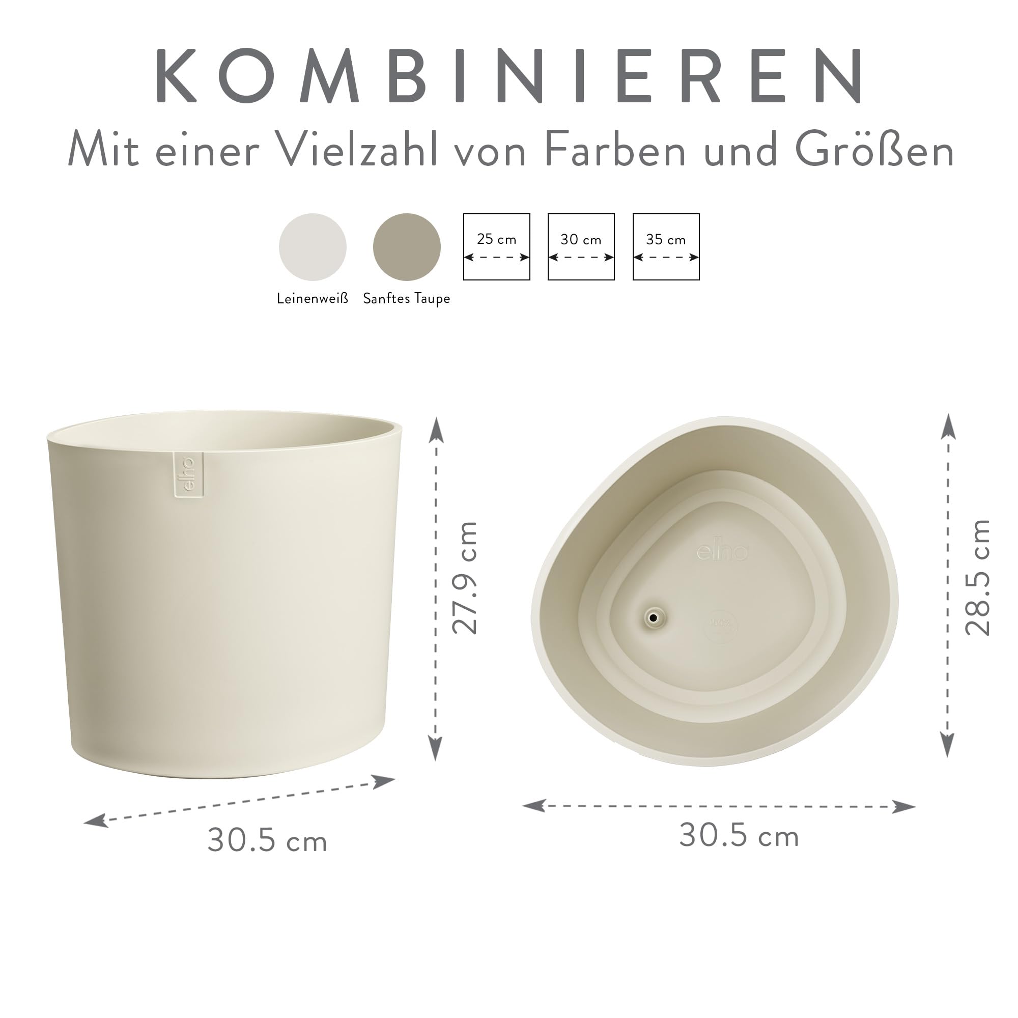 elho Eden 30cm Blumentopf - Linen White