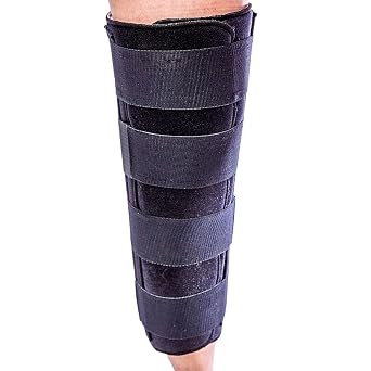 Compression Knee Immobilizer 14" Adjustable Brace with Moldable Stays for Stabilization Knee Splint for Support & ACL/MCL/PCL Recovery Hypoallergenic Design & Cold Therapy Compatible