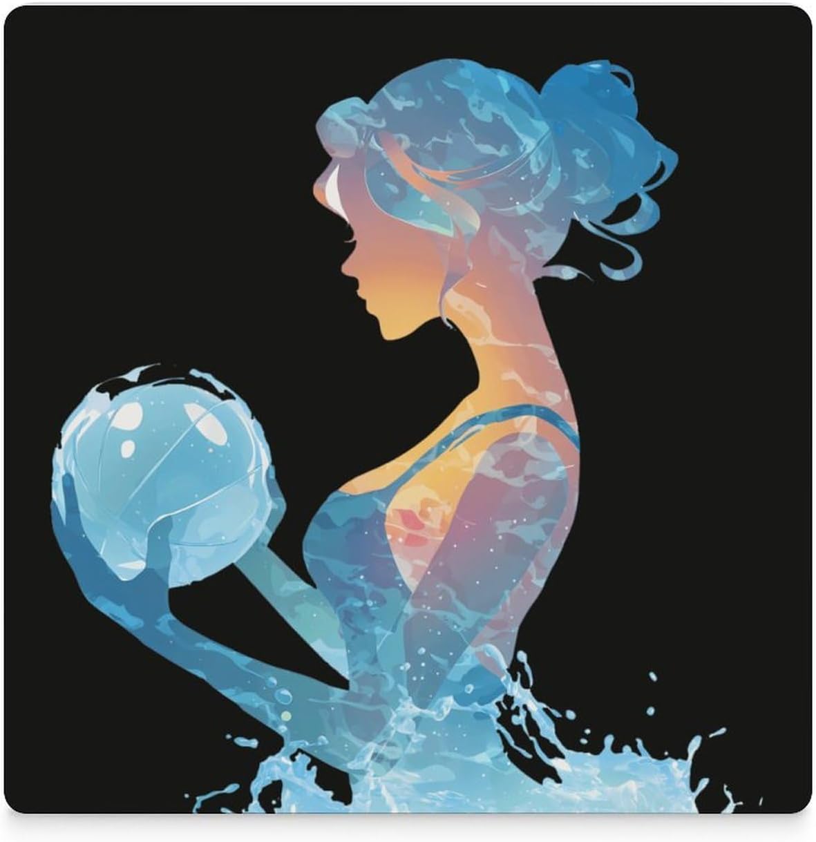 Water Ball Player Coaster for Drinks Square Ceramic Table Coasters Stone Mat Crafts 6PCS Home Kitchen Decor