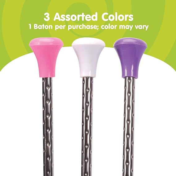 Schylling Twirling Baton - Metal Kids Baton - نهايات مطاطية بألوان وردية وبيضاء وأرجوانية متنوعة - الأعمار 3 وما فوق - One Baton