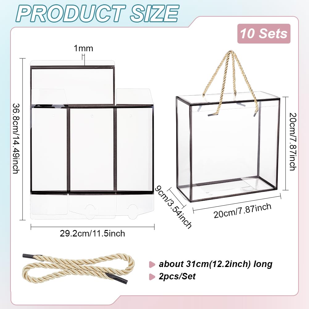 BENECREAT 10 Paquet Boîte-Cadeau en Plastique PP Transparent, Coffrets Cadeaux de 20x20x9 cm avec Bordure et Poignée Noires, Boîte à Dragées avec Cordon pour la Fête des Mères, Anniversaire, Mariage BENECREAT 10 Paquet Boîte-Cadeau en Plastique PP Transparent, Coffrets Cadeaux de 20x20x9 cm avec Bordure et Poignée Noires, Boîte à Dragées avec Cordon pour la Fête des Mères, Anniversaire, Mariage