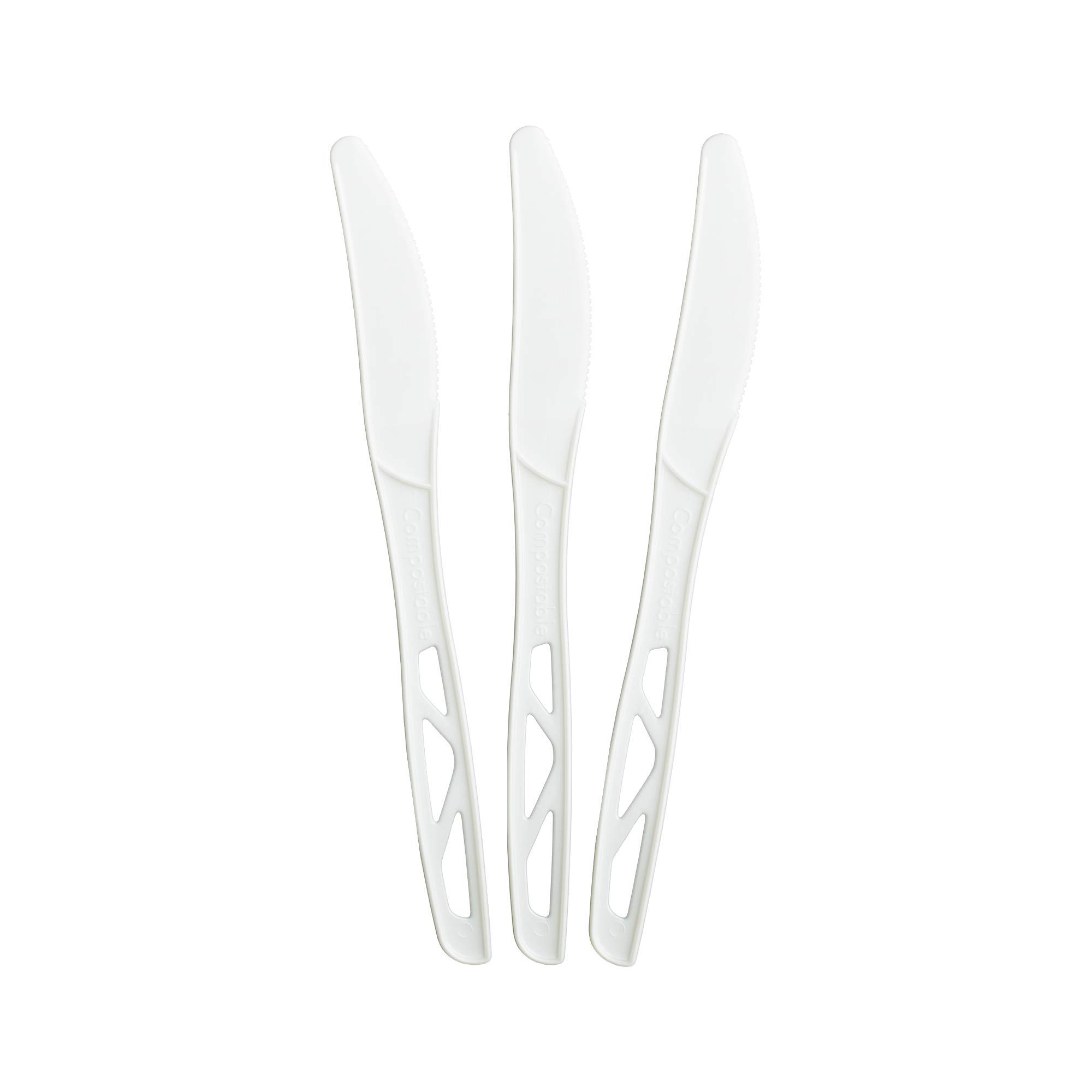 Transitions2earth Compostable Knives - Made from Corn - Box of 200 - White - Large - Heavyweight - Plant a Tree with Each Item Purchased!