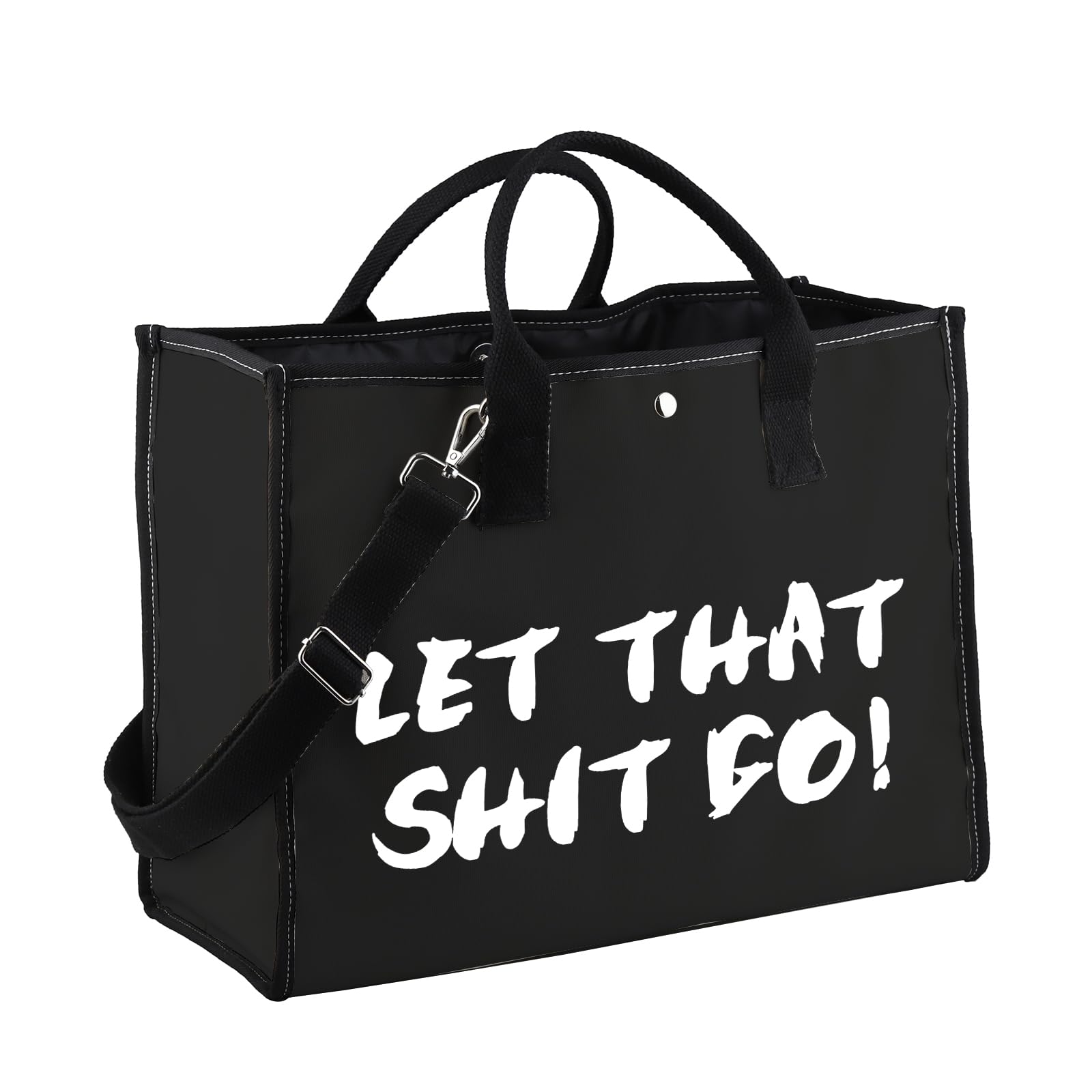 Bolsa de mano Let That Shit Go con frase motivacional de interior 7