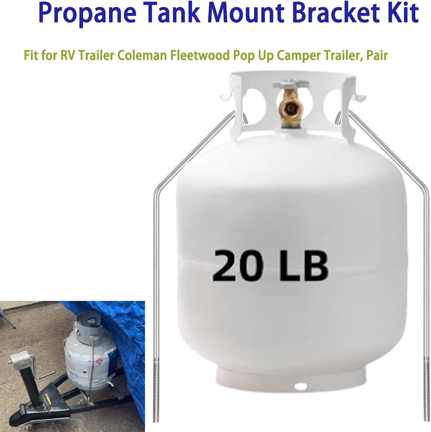 20 Lbs RV Propane Tank Mount Bracket Kit - Fit for RV Trailer Coleman Fleetwood Pop Up Camper Trailer, Pair