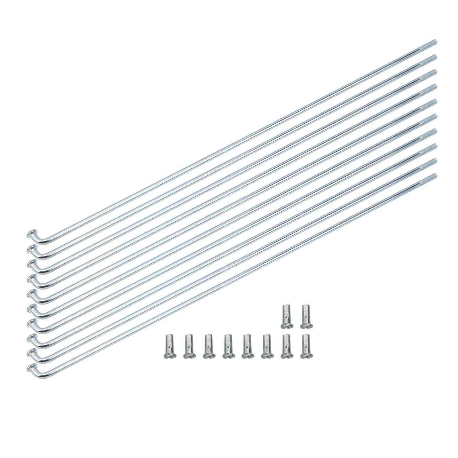 10 zestaw szprych rowerowych 13G 2,2 mm, srebrna, stal węglowa, z akcesoriami do roweru trójkołowego i zamiennika koła rowerowego, 190-270 mm