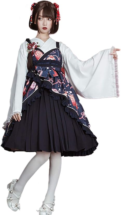 Amazon Milky Time ゴスロリ ワンピース コスチューム 衣装 ブラック レッド レディース 和風 イチゴ柄 ハロウィン Navy おもちゃ おもちゃ