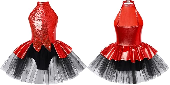 DPois Robe Patinage Artistique Fille - Tutu Ballet Gymnastique Danse Classique
