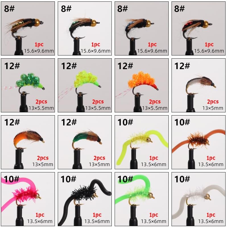 Pack of 46 Box of Fly Fishing Flies Assortment Kit River and Lake Fishing with Multiple Hooks Fly Fishing Dry/Wet Lures
