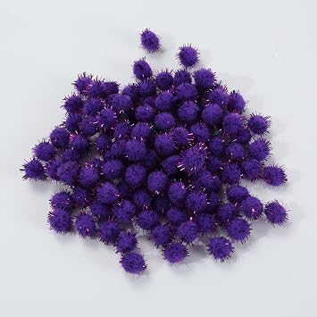 200pcs Glitter Tinsel Pom Poms Sparkle Balls Christmas Decoration Purple