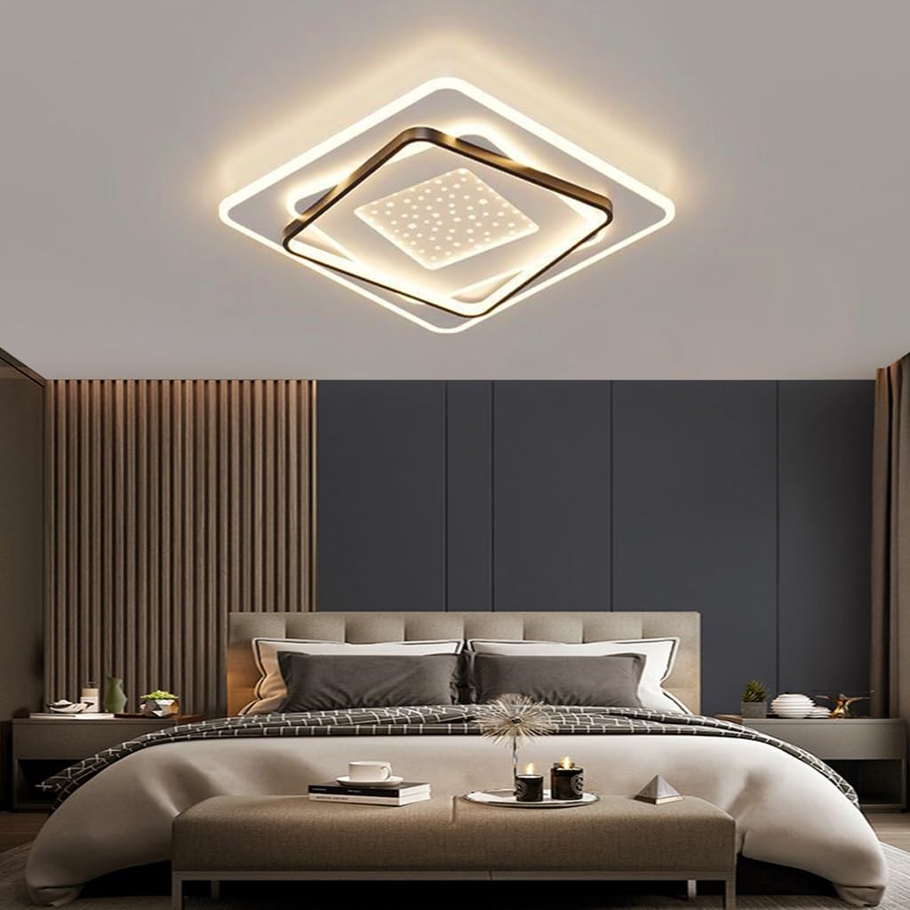 Plafonnier carré LED haute qualité avec télécommande 3000K-6500K pour intérieur chic