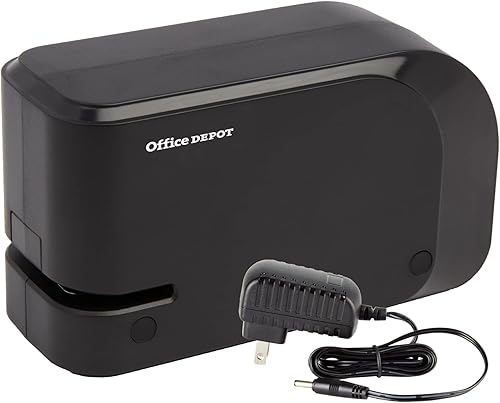 Office Depot Grapadora eléctrica compacta de media tira, negra, 71757