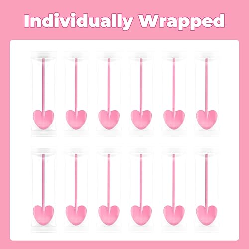 Miniatura 3 de VEIREN 100 cucharas de plástico desechables en forma de corazón envueltas individualmente, degustación de muestras para servir postre para pasteles,