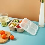PandaEar 3 Pack Snack Containers, 4 Compartment Silicone Bento Lunch Snack Box with Lids, Reusable Divided Meal Snack Containers for Adults Kids Toddler, Food Storage Containers for Work Travel