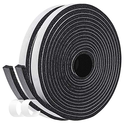 Preisvergleich Produktbild fowong Schaumstoff Selbstklebend Klebeband 12mm(B) x6mm(D) Türdichtung Dichtband Klimaanlage Kollision Siegel Schalldämmung Kompriband Gesamtlänge 8m (2 Rollen je 4m lang) Schwarz