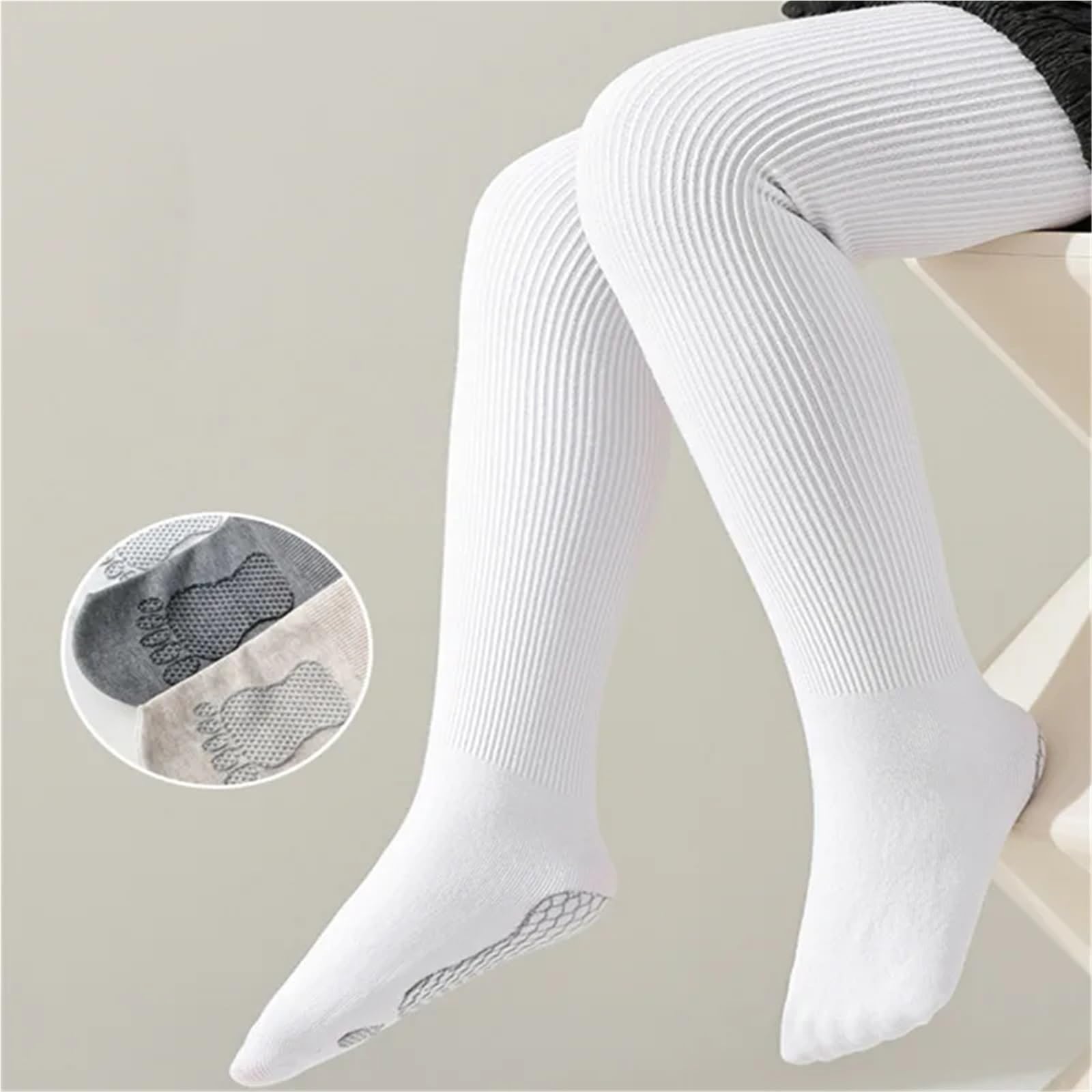 Medias Sólidas for Niñas - Medias de Baile Antideslizantes | Leggings cómodos y elásticos for 3-15 años(Black,12-15Y(XXL))