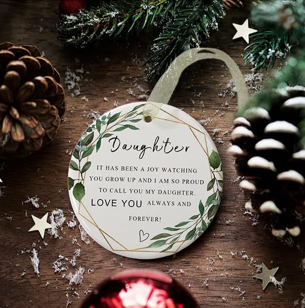 Daughter Ornaments 2026 Daughter Christmas Ornament Xmas Forever Ornament Best Ever Gift Double-Sided Printing Ceramic with Gift Box&Ribbon 2.9" - Image 4