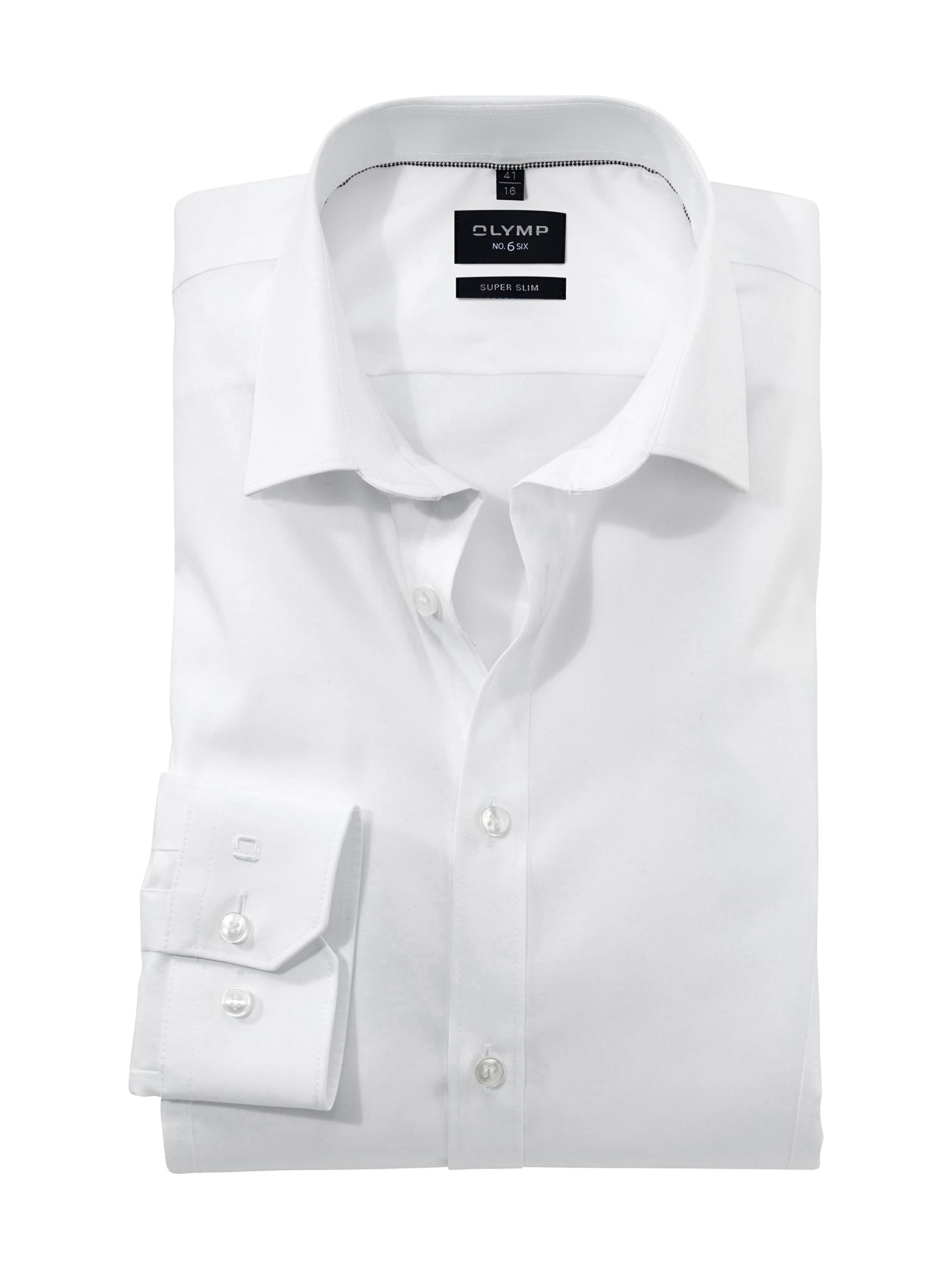 Olymp shirt no 6 six, super slim urban Kent, stretch longarms, with panel seams - White - 17