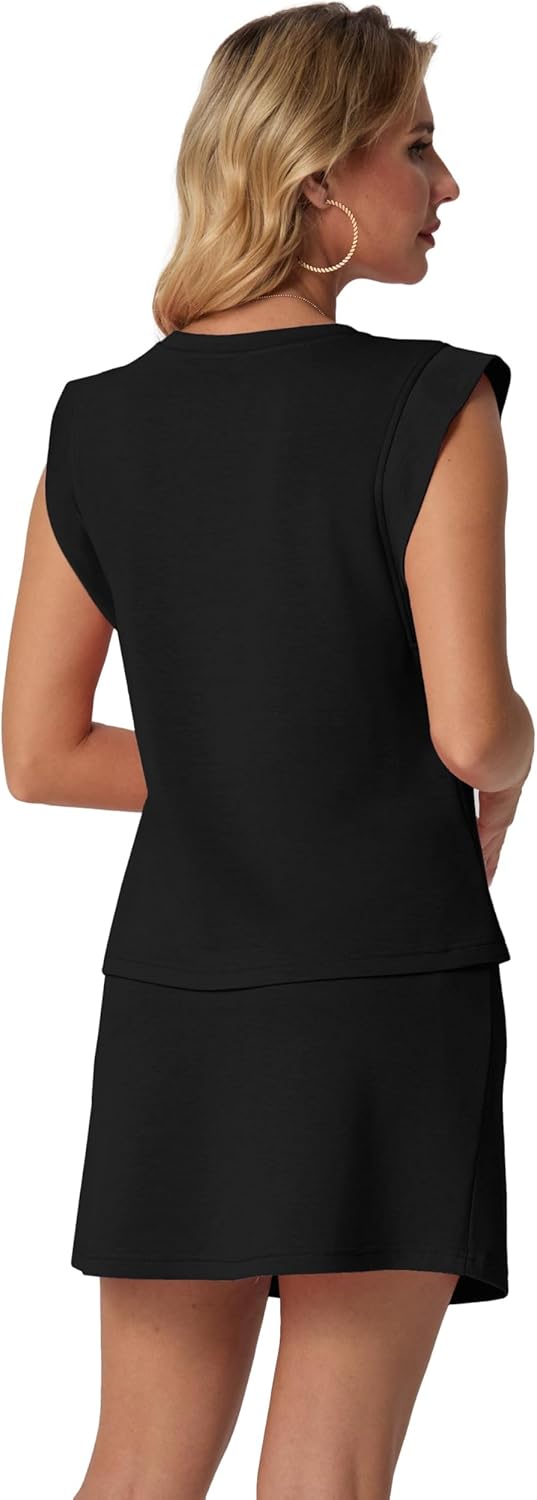 GRECERELLE 2026 Women's Summer 2 Piece Skort Set Cap Sleeve Round Neck Top & Tennis Skirt with Pockets for Athletic & Casual - Image 7